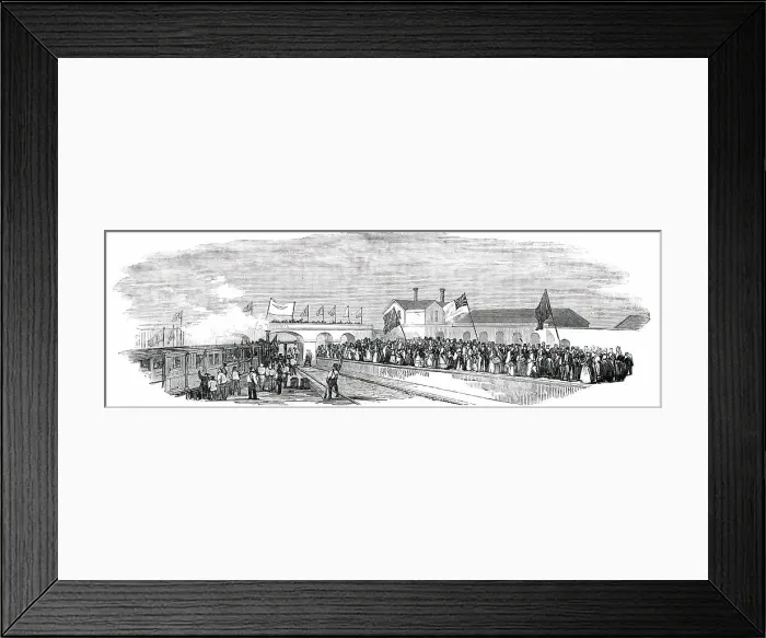 Framed Print : The Station at Huntingdon, 1850. Creator: Unknown Framed Print : The Station at Huntingdon, 1850. Creator: Unknown