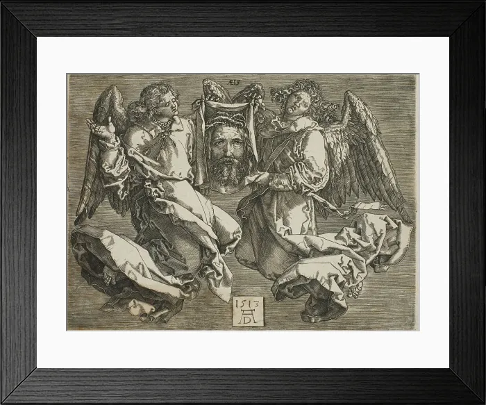 Framed Print : Sudarium Displayed by Two Angels, c. 1568. Creator: Jan Wierix Framed Print : Sudarium Displayed by Two Angels, c. 1568. Creator: Jan Wierix