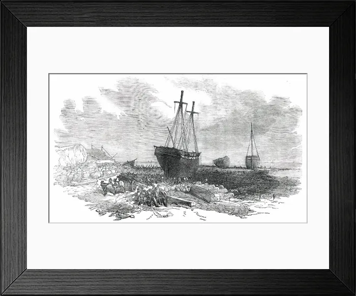 Framed Print : Wrecks on the Rocks at Tynemouth - sketched from below the Spanish Battery, 1850. Creator: Unknown Framed Print : Wrecks on the Rocks at Tynemouth - sketched from below the Spanish Battery, 1850. Creator: Unknown