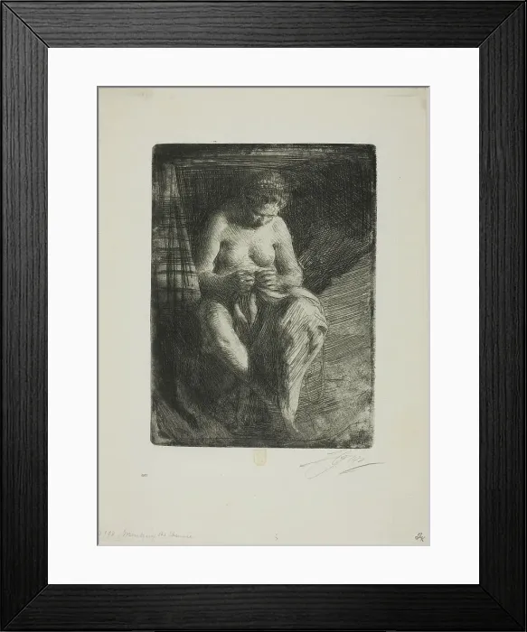 Framed Print : Mending, 1905. Creator: Anders Leonard Zorn Framed Print : Mending, 1905. Creator: Anders Leonard Zorn