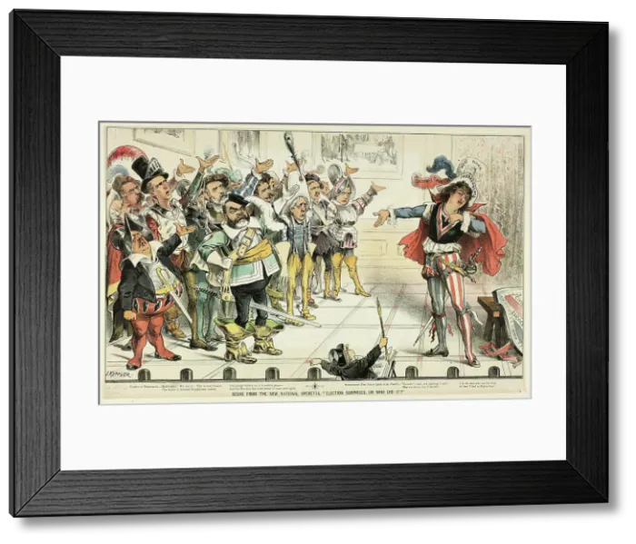 Framed Print : Scene from the New National Operetta, from Puck, 1883. Creator: Joseph Keppler Framed Print : Scene from the New National Operetta, from Puck, 1883. Creator: Joseph Keppler