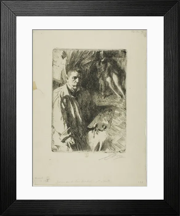 Framed Print : Self-Portrait with Model II, 1899. Creator: Anders Leonard Zorn Framed Print : Self-Portrait with Model II, 1899. Creator: Anders Leonard Zorn