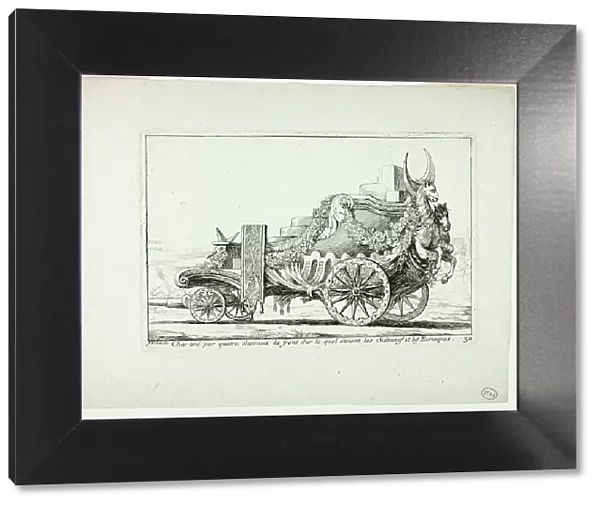 Char tiré par quatre chevaux de front, Sur lequel étaient les Sultanes et les Eunuques, pl... 1748. Creator: Joseph-Marie Vien the Elder