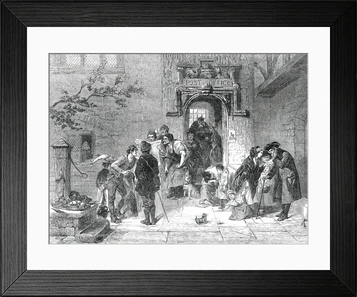 Framed Print : The Post-Office - painted by F. Goodall, 1850. Creator: Unknown Framed Print : The Post-Office - painted by F. Goodall, 1850. Creator: Unknown
