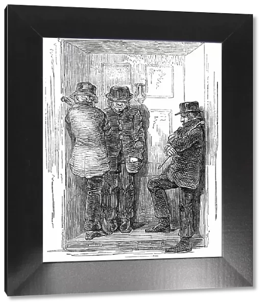 There are three men waiting outside, and I'm afraid to go out, 1850. Creator: Unknown
