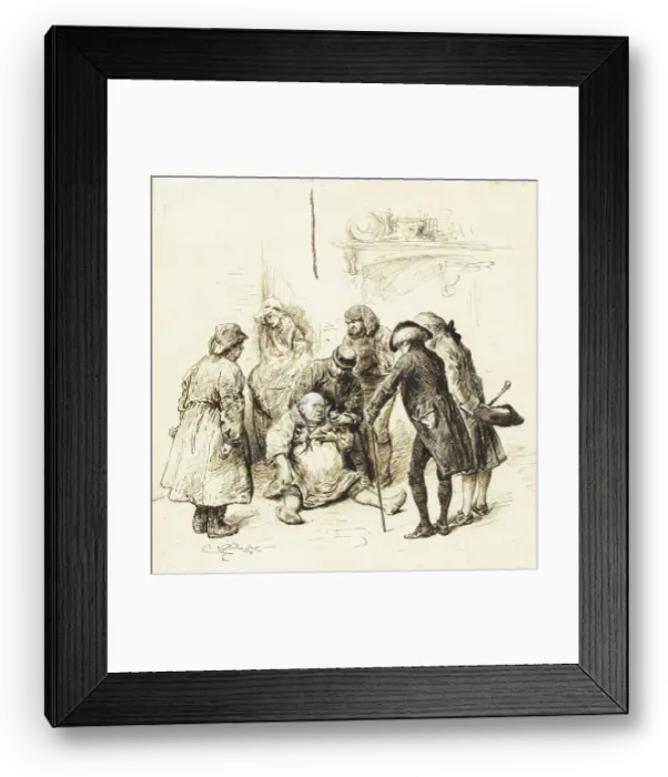 Framed Print : Two Gentlemen Helping a Drunk, 1880 / 96. Creator: Frederick Barnard Framed Print : Two Gentlemen Helping a Drunk, 1880 / 96. Creator: Frederick Barnard