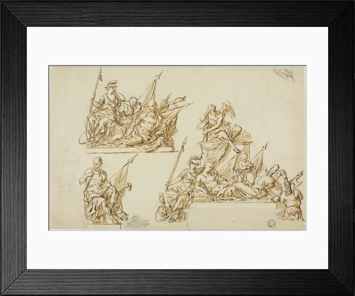 Framed Print : Unexecuted Designs for the Monument to the First Duke of Marlborough, c. 1733. Creators: John Michael Rysbrack, Sir James Thornhill Framed Print : Unexecuted Designs for the Monument to the First Duke of Marlborough, c. 1733. Creators: John Michael Rysbrack, Sir James Thornhill