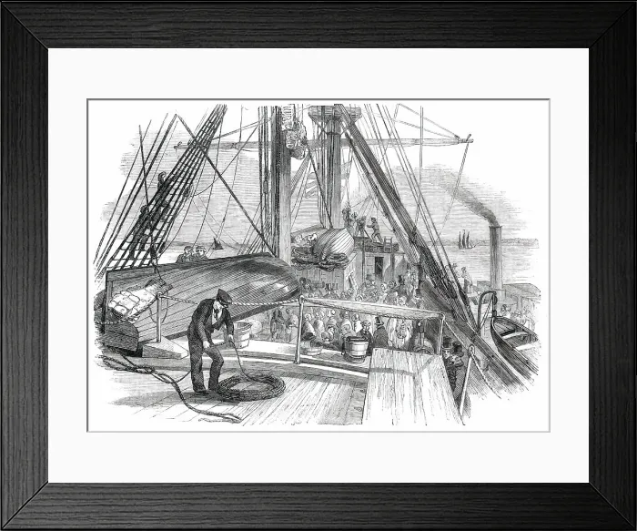 Framed Print : Emigrant Needlewomen on Deck, 1850. Creator: Unknown Framed Print : Emigrant Needlewomen on Deck, 1850. Creator: Unknown