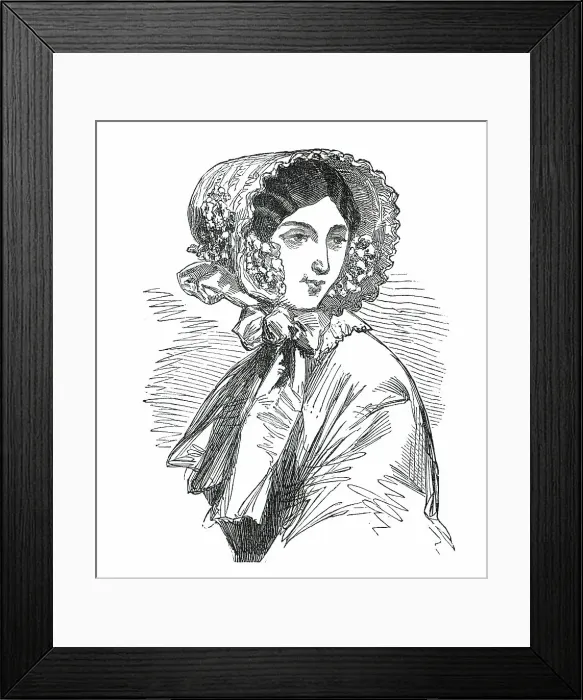 Framed Print : Fashions for May - the Tulip Bonnet, 1850. Creator: Unknown Framed Print : Fashions for May - the Tulip Bonnet, 1850. Creator: Unknown