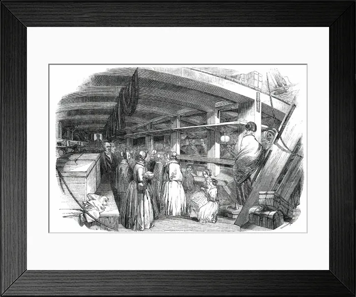 Framed Print : Emigrant Ship, between Decks, 1850. Creator: Unknown Framed Print : Emigrant Ship, between Decks, 1850. Creator: Unknown