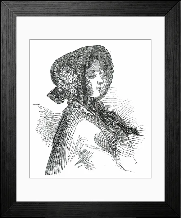 Framed Print : Fashions for May - Straw Bonnet, 1850. Creator: Unknown Framed Print : Fashions for May - Straw Bonnet, 1850. Creator: Unknown