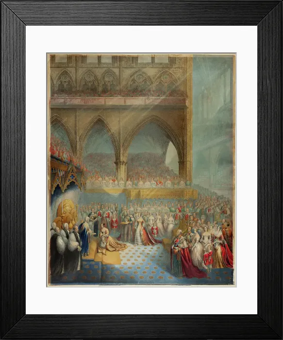 Framed Print : Her Most Gracious Majesty Queen Victoria Receiving the Sacrament at her Coronation, n.d. Creator: George Baxter Framed Print : Her Most Gracious Majesty Queen Victoria Receiving the Sacrament at her Coronation, n.d. Creator: George Baxter
