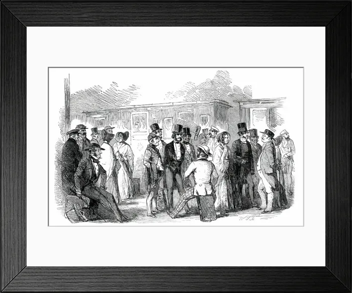 Framed Print : Departure of English Members of the Peace Congress for Frankfort, 1850. Creator: W. T Framed Print : Departure of English Members of the Peace Congress for Frankfort, 1850. Creator: W. T