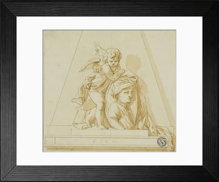 Framed Print : Preliminary Design for Monument to John Gay the Poet, c. 1736. Creators: John Michael Rysbrack, Richard Wilson Framed Print : Preliminary Design for Monument to John Gay the Poet, c. 1736. Creators: John Michael Rysbrack, Richard Wilson