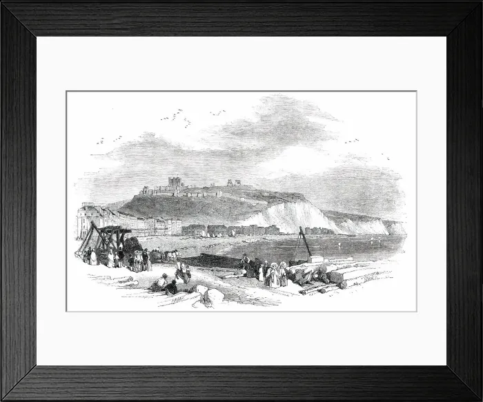 Framed Print : Watering-Places of England - Dover: the Town and Heights, 1850. Creators: Birket Foster, Edmund Evans Framed Print : Watering-Places of England - Dover: the Town and Heights, 1850. Creators: Birket Foster, Edmund Evans