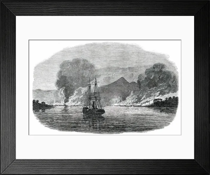 Framed Print : Destruction of a Piratical Chinese Fleet at Pinghoy, 1850. Creator: Unknown Framed Print : Destruction of a Piratical Chinese Fleet at Pinghoy, 1850. Creator: Unknown