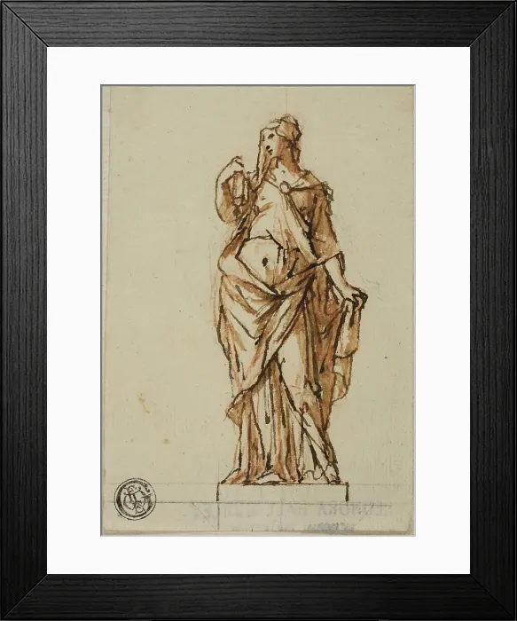 Framed Print : Project for a Statue: Woman Holding Book with Right Hand, n.d. Creators: John Michael Rysbrack, Sir James Thornhill Framed Print : Project for a Statue: Woman Holding Book with Right Hand, n.d. Creators: John Michael Rysbrack, Sir James Thornhill