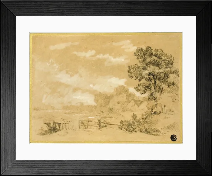 Framed Print : Landscape with Stile, n.d. Creator: Augustus Wall Callcott Framed Print : Landscape with Stile, n.d. Creator: Augustus Wall Callcott