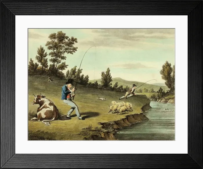 Framed Print : Delights of Fishing, 1823. Creator: Charles Turner Framed Print : Delights of Fishing, 1823. Creator: Charles Turner