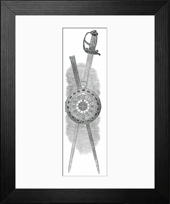 Framed Print : Sword and Watch of Oliver Cromwell, 1850. Creator: Unknown Framed Print : Sword and Watch of Oliver Cromwell, 1850. Creator: Unknown