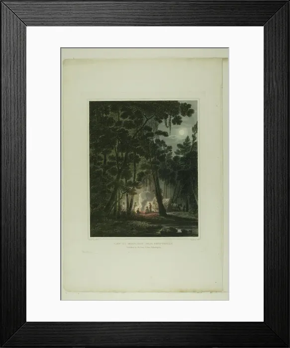 Framed Print : View By Moonlight, Near Fayetteville, plate three of the second number of Picturesque V... 1819 / 21. Creator: John Hill Framed Print : View By Moonlight, Near Fayetteville, plate three of the second number of Picturesque V... 1819 / 21. Creator: John Hill