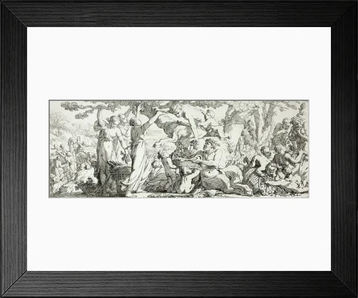 Framed Print : Harvest of Grapes, plate two of four from Le Travaux de la Vendange, 1750. Creator: Joseph-Marie Vien the Elder Framed Print : Harvest of Grapes, plate two of four from Le Travaux de la Vendange, 1750. Creator: Joseph-Marie Vien the Elder