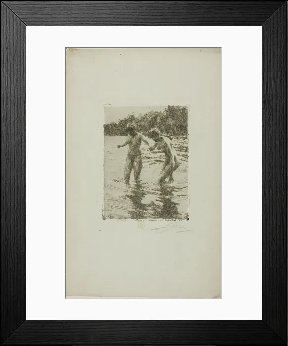 Framed Print : Two Bathers, 1910. Creator: Anders Leonard Zorn Framed Print : Two Bathers, 1910. Creator: Anders Leonard Zorn