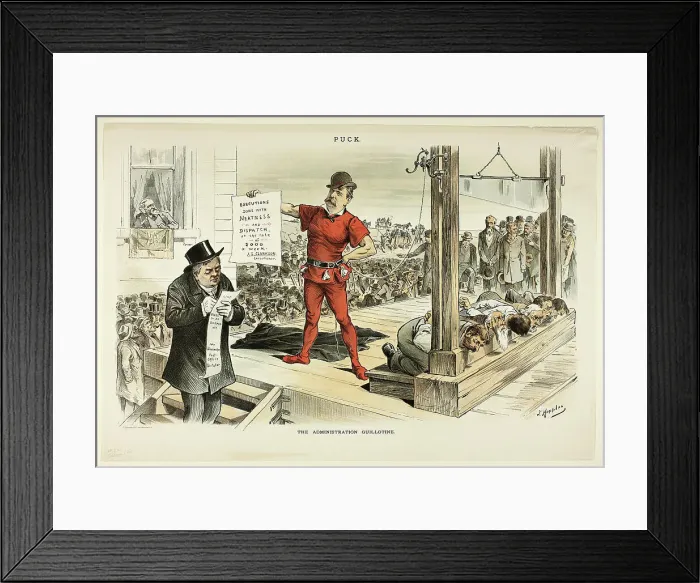 Framed Print : The Administration Guillotine, from Puck, n.d. Creator: Joseph Keppler Framed Print : The Administration Guillotine, from Puck, n.d. Creator: Joseph Keppler
