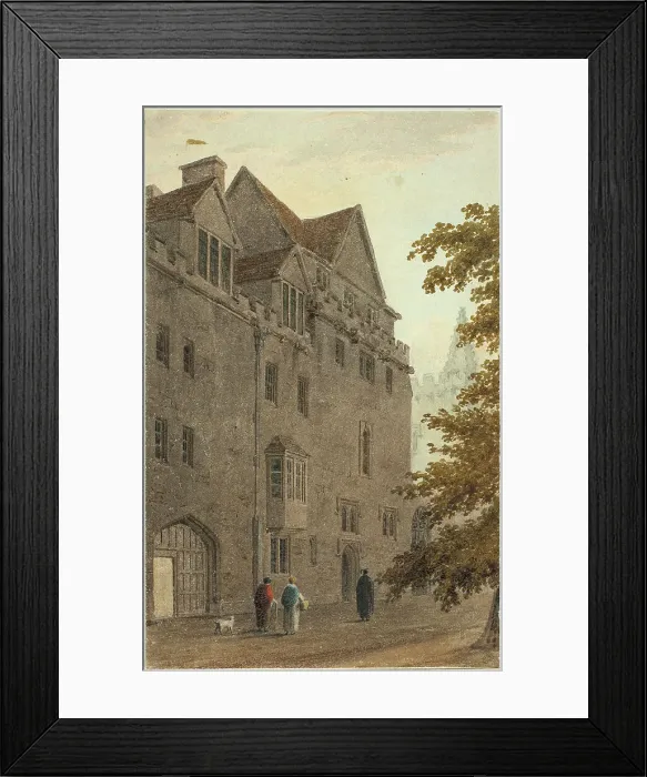 Framed Print : Old Magdalen Hall from the Gravel Walk Burnt Down A.D. 1815 / 16. Creator: Frederick Mackenzie Framed Print : Old Magdalen Hall from the Gravel Walk Burnt Down A.D. 1815 / 16. Creator: Frederick Mackenzie