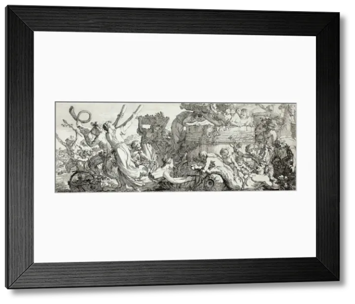 Framed Print : Arrival at the Grape Press, plate four of four from Le Travaux de la Vendange, 1750. Creator: Joseph-Marie Vien the Elder Framed Print : Arrival at the Grape Press, plate four of four from Le Travaux de la Vendange, 1750. Creator: Joseph-Marie Vien the Elder