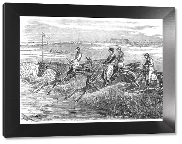 Epsom Spring Meeting - Great Metropolitan Steeple-Chase: the Jump at the Brook, 1850. Creator: Smyth