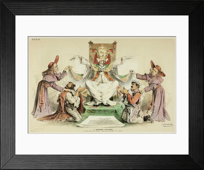 Framed Print : A Business Alliance, 1887. Creator: Joseph Keppler Framed Print : A Business Alliance, 1887. Creator: Joseph Keppler