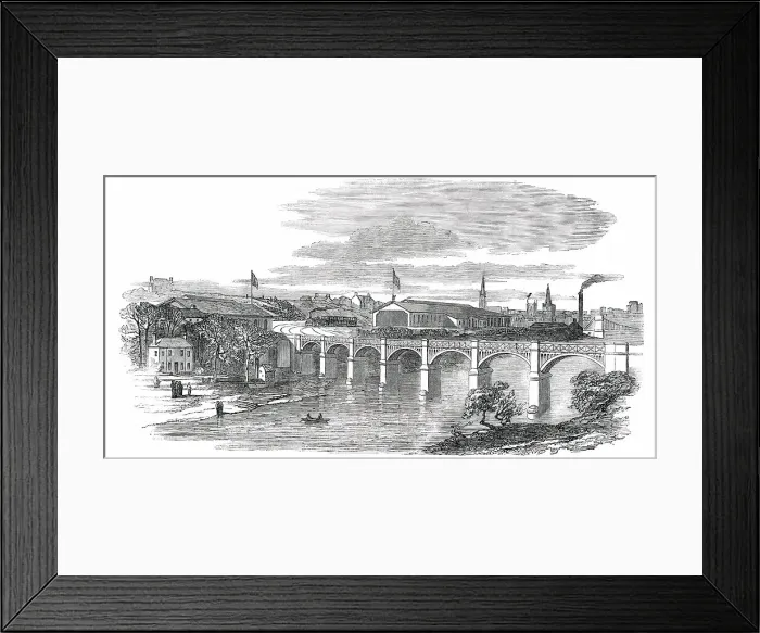 Framed Print : Opening of the Aberdeen Railway - Dee Bridge and Aberdeen Terminus, 1850. Creator: Unknown Framed Print : Opening of the Aberdeen Railway - Dee Bridge and Aberdeen Terminus, 1850. Creator: Unknown