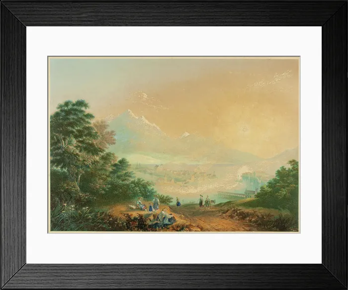 Framed Print : Lake Lucerne, Switzerland, 1857. Creator: George Baxter Framed Print : Lake Lucerne, Switzerland, 1857. Creator: George Baxter