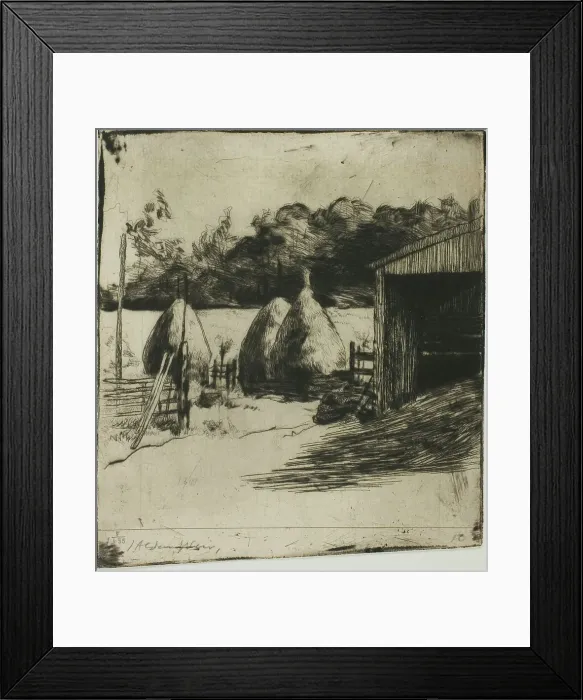 Framed Print : The Haystacks, 1887 / 89. Creator: Julian Alden Weir Framed Print : The Haystacks, 1887 / 89. Creator: Julian Alden Weir