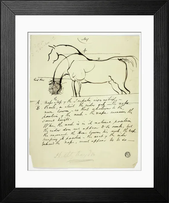 Framed Print : Sketch of Horse with Notations, n.d. Creator: Benjamin Robert Haydon Framed Print : Sketch of Horse with Notations, n.d. Creator: Benjamin Robert Haydon