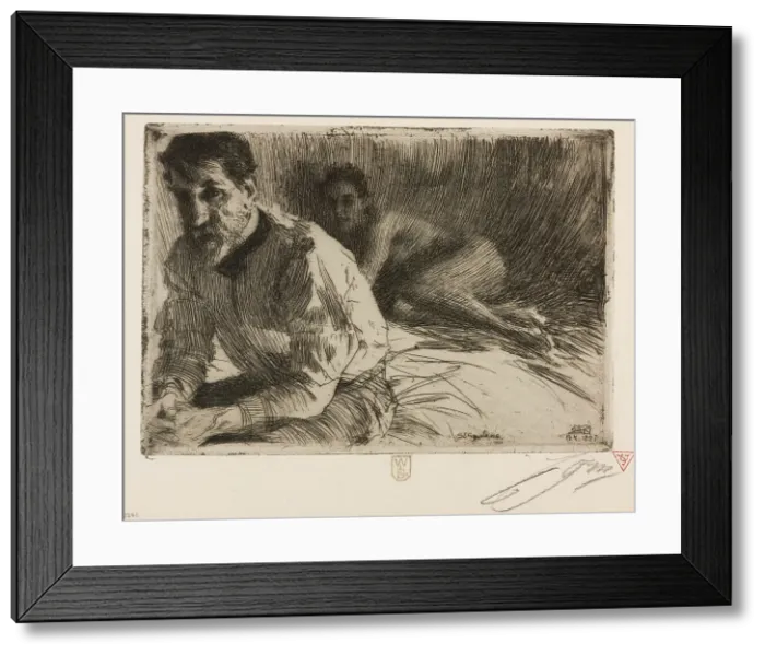 Framed Print : Augustus Saint Gaudens II (Saint Gaudens and his model), 1897. Creator: Anders Leonard Zorn Framed Print : Augustus Saint Gaudens II (Saint Gaudens and his model), 1897. Creator: Anders Leonard Zorn