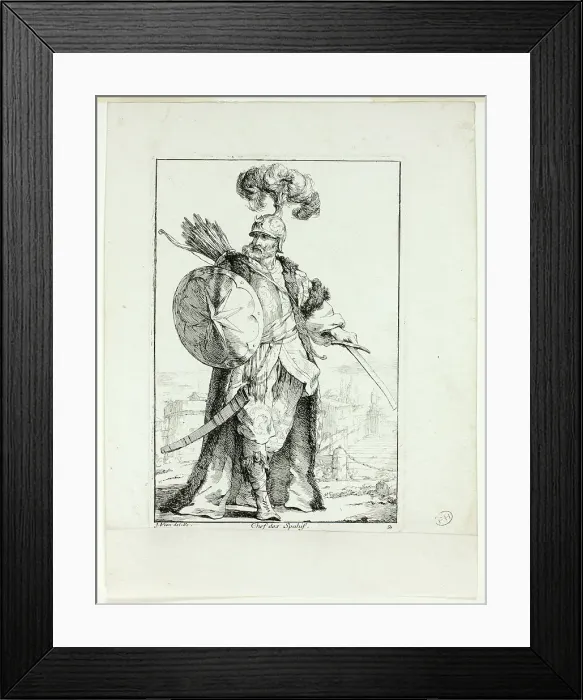 Framed Print : Chef des Spahis, plate two from Caravanne du Sultan à la Mecque, 1748. Creator: Joseph-Marie Vien the Elder Framed Print : Chef des Spahis, plate two from Caravanne du Sultan à la Mecque, 1748. Creator: Joseph-Marie Vien the Elder