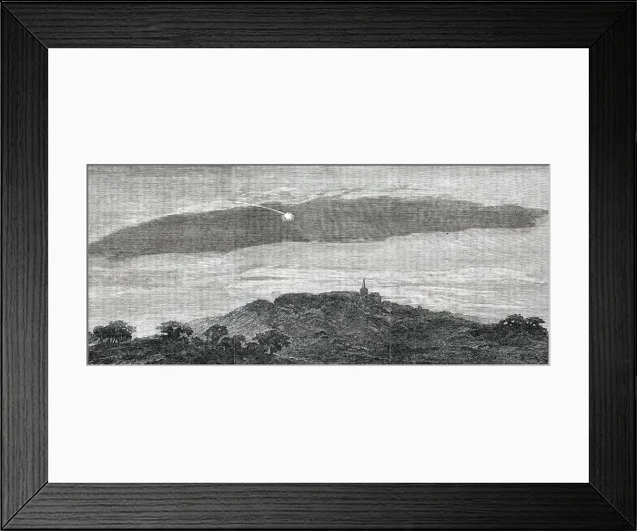 Framed Print : The Meteor of Monday Night (Feb. 11), as seen near Hampstead, 1850. Creator: Unknown Framed Print : The Meteor of Monday Night (Feb. 11), as seen near Hampstead, 1850. Creator: Unknown