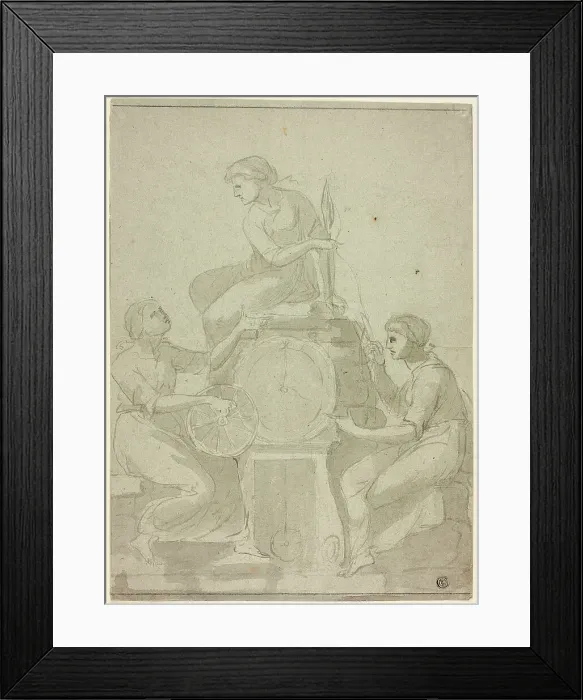 Framed Print : Three Fates (Design for Clock), 18th century. Creator: Unknown Framed Print : Three Fates (Design for Clock), 18th century. Creator: Unknown