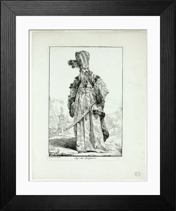 Framed Print : Aga des Janissaires, plate one from Caravanne du Sultan à la Mecque, 1748. Creator: Joseph-Marie Vien the Elder Framed Print : Aga des Janissaires, plate one from Caravanne du Sultan à la Mecque, 1748. Creator: Joseph-Marie Vien the Elder