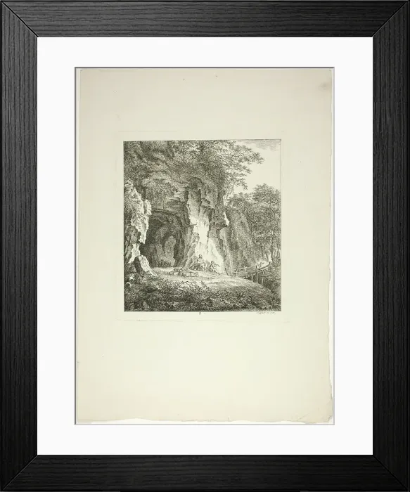 Framed Print : Shepherds and Sheep Resting Under a Bridge, plate seven from Paysages Dédiés... 1764. Creator: Salomon Gessner Framed Print : Shepherds and Sheep Resting Under a Bridge, plate seven from Paysages Dédiés... 1764. Creator: Salomon Gessner