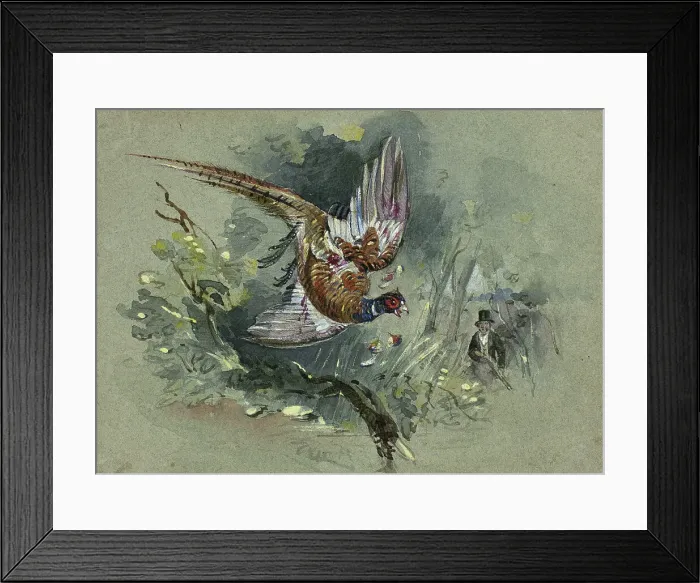 Framed Print : Pheasant and Hunter, 1825-1877. Creator: Charles B Newhouse Framed Print : Pheasant and Hunter, 1825-1877. Creator: Charles B Newhouse