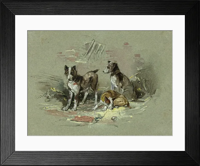 Framed Print : Three Dogs in an Alley, 1825-1877. Creator: Charles B Newhouse Framed Print : Three Dogs in an Alley, 1825-1877. Creator: Charles B Newhouse