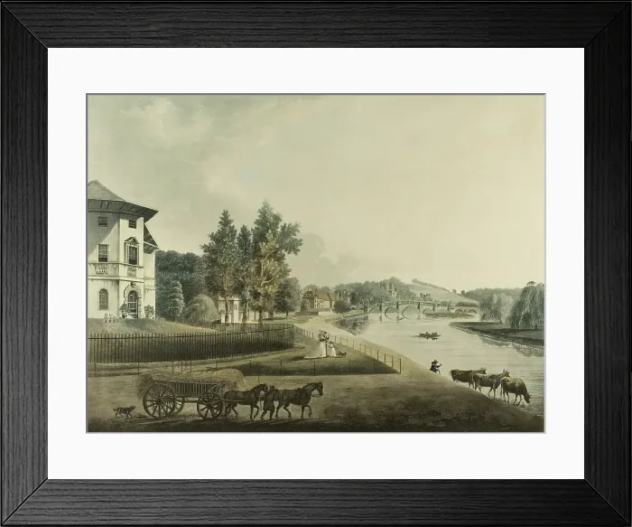 Framed Print : A View Looking Up the River Thames to Richmond Bridge, n.d. Creator: Francis Jukes Framed Print : A View Looking Up the River Thames to Richmond Bridge, n.d. Creator: Francis Jukes