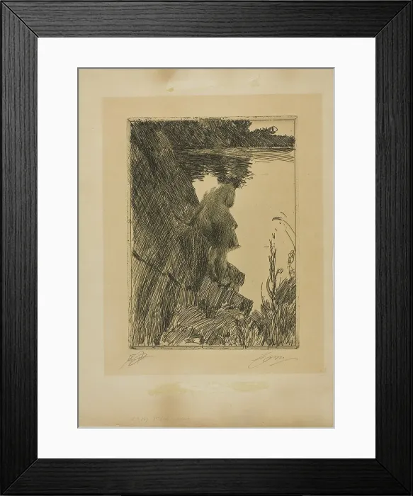 Framed Print : Bather (Evening) II, 1896. Creator: Anders Leonard Zorn Framed Print : Bather (Evening) II, 1896. Creator: Anders Leonard Zorn