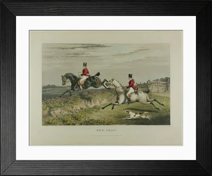 Framed Print : The Leap, from Fox Hunting, 1828. Creator: Charles Bentley