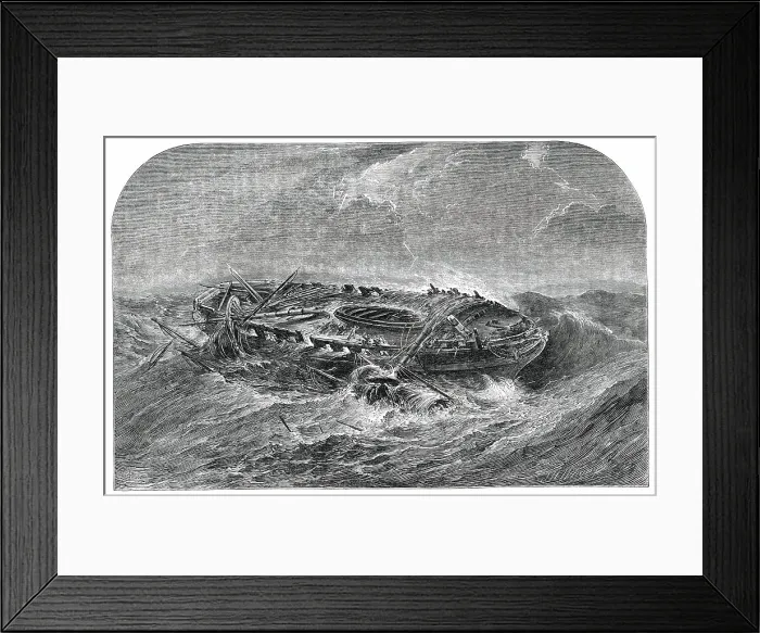 Framed Print : Wreck of an Indiaman - from a Picture by Mr. Daniell, 1850. Creator: Whymper Framed Print : Wreck of an Indiaman - from a Picture by Mr. Daniell, 1850. Creator: Whymper