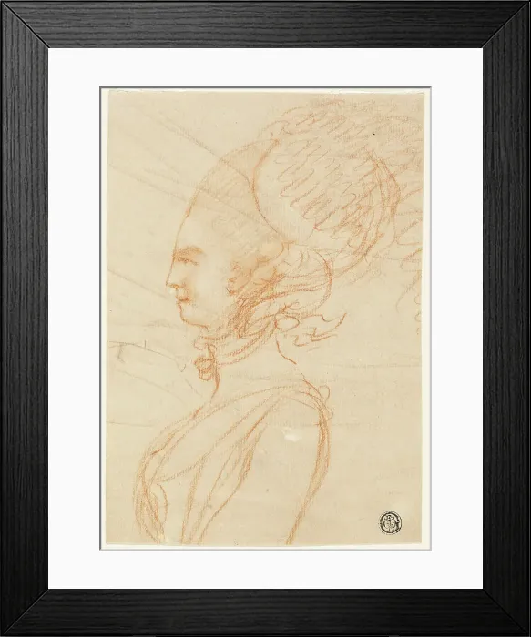 Framed Print : Half-Length Profile Portrait of a Woman Facing Left, n.d. Creator: George Romney Framed Print : Half-Length Profile Portrait of a Woman Facing Left, n.d. Creator: George Romney