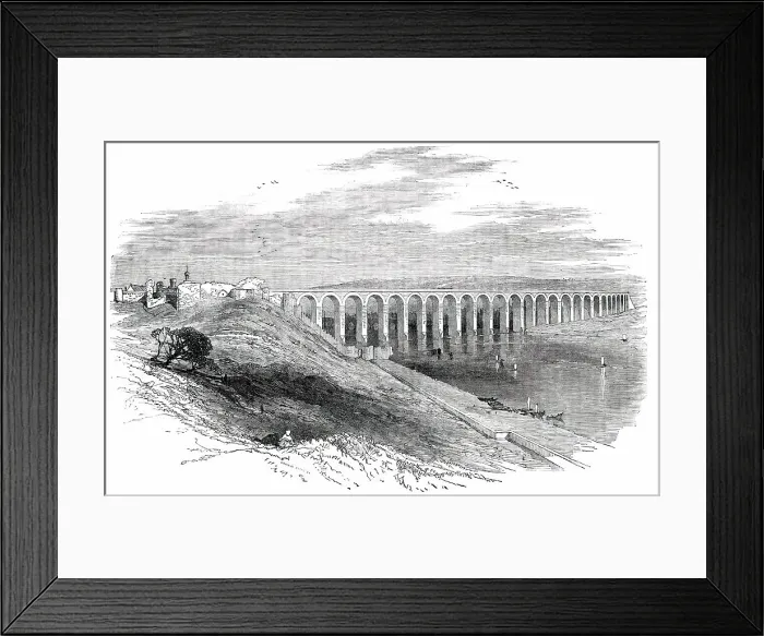 Framed Print : Railway Viaduct over the Tweed, at Berwick, 1850. Creator: Edmund Evans Framed Print : Railway Viaduct over the Tweed, at Berwick, 1850. Creator: Edmund Evans